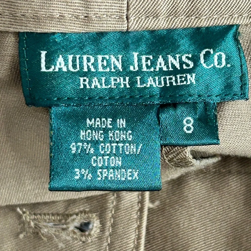 Lauren Ralph Lauren Khaki Pencil Skirt Tan Cotton Riding Preppy Y2K Size 8